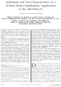 Cover page: Validation and Test Characteristics of a 10-Item Neuro-Ophthalmic Supplement to the NEI-VFQ-25