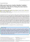Cover page: Differential Expression Analysis Identifies Candidate Synaptogenic Molecules for Wiring Direction-Selective Circuits in the Retina.