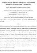 Cover page: Synthesis, Structure, and Ionic Conductivity of Self-Assembled Amphiphilic Poly(methacrylate) Comb Polymers