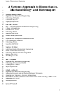 Cover page: A Systems Approach to Biomechanics, Mechanobiology, and Biotransport.