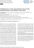 Cover page: Identifying insects, clouds, and precipitation using vertically pointing polarimetric radar Doppler velocity spectra