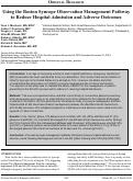 Cover page: Utilizing the Boston Syncope Observation Management Pathway to Reduce Hospital Admission and Decrease Adverse Outcomes