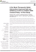 Cover page: A Six Week Therapeutic Ballet Intervention Improved Gait and Inhibitory Control in Children With Cerebral Palsy-A Pilot Study.