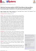 Cover page: Machine learning analysis of RB-TnSeq fitness data predicts functional gene modules in Pseudomonas putida KT2440.