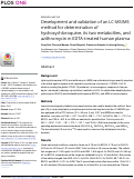 Cover page: Development and validation of an LC-MS/MS method for determination of hydroxychloroquine, its two metabolites, and azithromycin in EDTA-treated human plasma