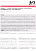 Cover page: Qualitative research on community experiences in large HIV research trials: what have we learned?