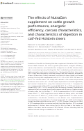 Cover page: The effects of NutraGen supplement on cattle growth performance, energetic efficiency, carcass characteristics, and characteristics of digestion in calf-fed Holstein steers