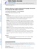 Cover page: Distance delivery of a parent-implemented language intervention for young boys with fragile X syndrome