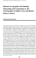 Cover page: Intimate Geographies: Reclaiming Citizenship and Community in The Autobiography of Delfina Cuero and Bonita Nuñez’s Diaries