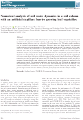 Cover page: Numerical analysis of soil water dynamics in a soil column with an artificial capillary barrier growing leaf vegetables