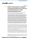 Cover page: Distinct transcriptomic response to Newcastle disease virus infection during heat stress in chicken tracheal epithelial tissue