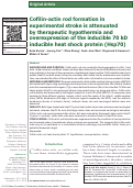 Cover page: Cofilin-actin rod formation in experimental stroke is attenuated by therapeutic hypothermia and overexpression of the inducible 70 kD inducible heat shock protein (Hsp70).