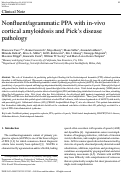 Cover page: Nonfluent/Agrammatic PPA with In-Vivo Cortical Amyloidosis and Pick’s Disease Pathology