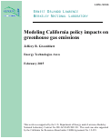 Cover page: Modeling California Policy Impacts on Greenhouse Gas Emissions