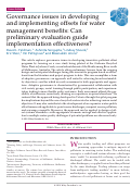 Cover page: Governance issues in developing and implementing offsets for water management benefits: Can preliminary evaluation guide implementation effectiveness?