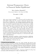 Cover page: Rational Transparency Choice in Financial Market Equilibrium¤