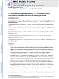 Cover page: An exploratory longitudinal study of social and language outcomes in children with autism in bilingual home environments