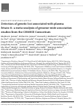 Cover page: Detection of genetic loci associated with plasma fetuin-A: a meta-analysis of genome-wide association studies from the CHARGE Consortium