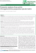 Cover page: Proteomic analysis of sea urchin (Strongylocentrotus purpuratus) spicule matrix