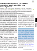 Cover page: High-throughput selection of cells based on accumulated growth and division using PicoShell particles