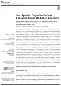 Cover page: Sex-Specific Cognitive Deficits Following Space Radiation Exposure