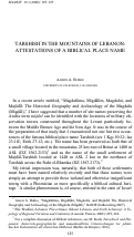 Cover page: Tarshish in the Mountains of Lebanon: Attestations of the Biblical Place Name