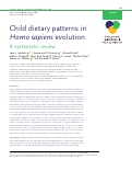 Cover page: Child dietary patterns in Homo sapiens evolution: A systematic review.