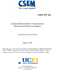 Cover page: An Equilibrium Model of Investment in Restructured Electricity Markets