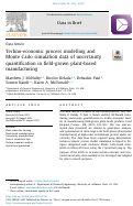 Cover page: Techno-economic process modelling and Monte Carlo simulation data of uncertainty quantification in field-grown plant-based manufacturing.