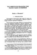 Cover page: Tax Aspects of Financing the Pacific Basin Enterprise - <em>Rufus v. Rhoades</em>