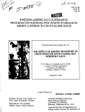 Cover page: THE EFFECT OF RADON TRANSPORT IN GROUNDWATER UPON GAMMA-RAY BOREHOLE LOGS