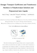 Cover page: Onsager Transport Coefficients and Transference Numbers in Polyelectrolyte Solutions and Polymerized Ionic Liquids