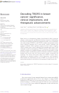 Cover page: Decoding TROP2 in breast cancer: significance, clinical implications, and therapeutic advancements.