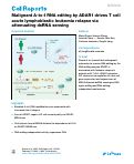 Cover page: Malignant A-to-I RNA editing by ADAR1 drives T cell acute lymphoblastic leukemia relapse via attenuating dsRNA sensing