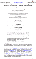 Cover page: Abnormally increased vocal responses to pitch feedback perturbations in patients with cerebellar degeneration