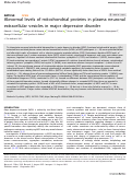 Cover page: Abnormal levels of mitochondrial proteins in plasma neuronal extracellular vesicles in major depressive disorder