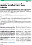 Cover page: An evolutionary framework for studying mechanisms of social behavior