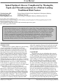 Cover page: Spinal Epidural Abscess Complicated by Meningitis, Sepsis and Thrombocytopenia in a Patient Lacking Traditional Risk Factors