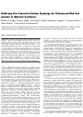 Cover page: Defining the Catecholâ��Cation Synergy for Enhanced Wet Adhesion to Mineral Surfaces