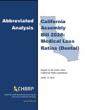 Cover page of Analysis of California Assembly Bill 2028: Medical Loss Ratios (Dental)&nbsp;