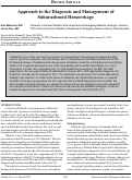 Cover page: Approach to the Diagnosis and Management of Subarachnoid Hemorrhage