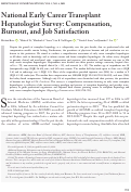 Cover page: National Early Career Transplant Hepatologist Survey: Compensation, Burnout, and Job Satisfaction