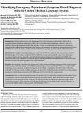 Cover page: Identifying Emergency Department Symptom-Based Diagnoses with the Unified Medical Language System