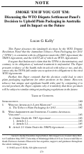 Cover page: Smoke 'em If You Got 'em: Discussing the WTO Dispute Settlement Panel's Decision to Uphold Plain Packaging in Australia and its Impact on the Future