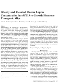 Cover page: Obesity and Elevated Plasma Leptin Concentration in oMT1A‐o Growth Hormone Transgenic Mice