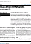 Cover page: CYP1B1-RMDN2 Alzheimer’s disease endophenotype locus identified for cerebral tau PET