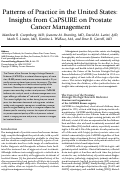 Cover page: Patterns of practice in the United States: Insights from CaPSURE on prostate cancer management