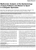 Cover page: Multicenter Analysis of the Epidemiology of Injury Patterns and Return to Sport in Collegiate Gymnasts