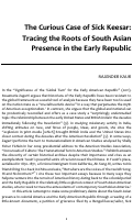 Cover page: The Curious Case of Sick Keesar: Tracing the Roots of South Asian Presence in the Early Republic