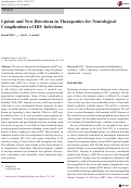 Cover page: Update and New Directions in Therapeutics for Neurological Complications of HIV Infections